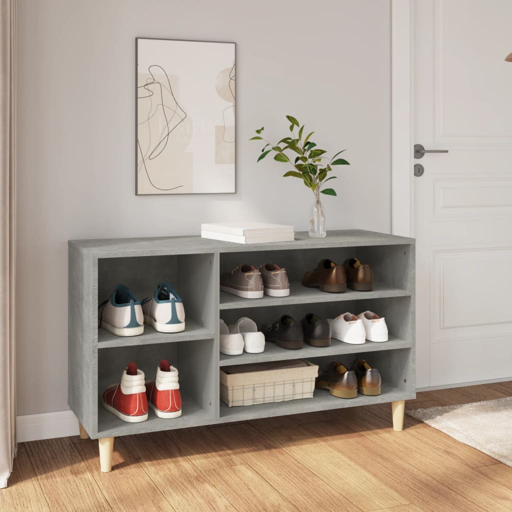 Modern Wooden Hallway Open Shoe Storage Cabinet Unit Organiser Wood Trainer Rack