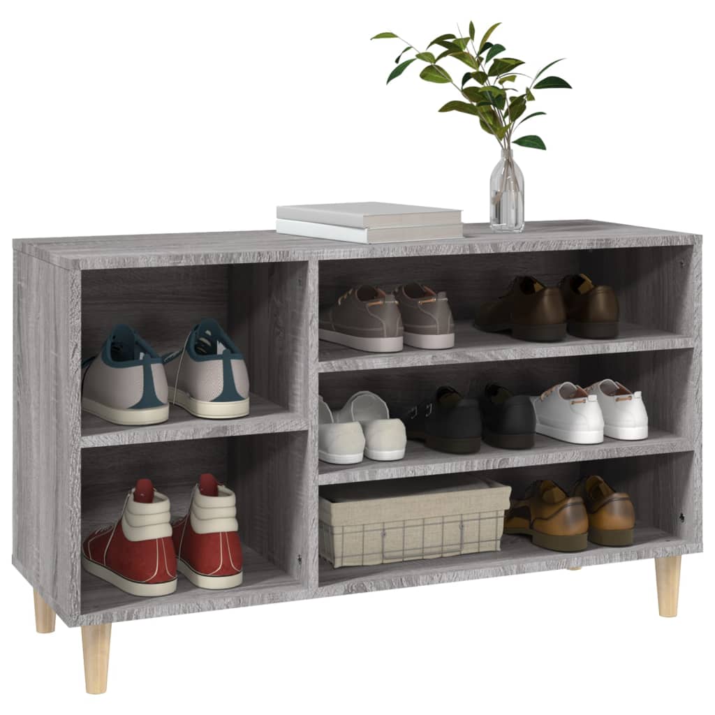 Modern Wooden Hallway Open Shoe Storage Cabinet Unit Organiser Wood Trainer Rack