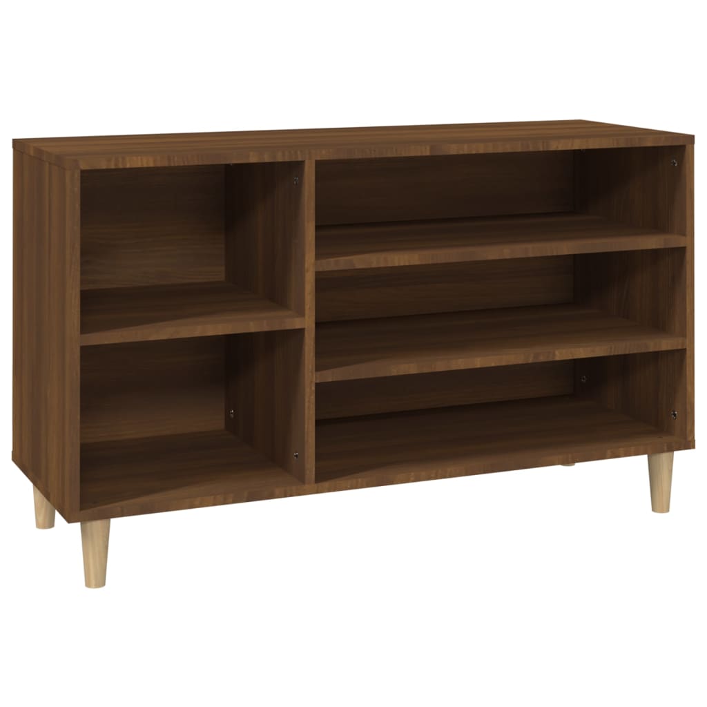 Modern Wooden Hallway Open Shoe Storage Cabinet Unit Organiser Wood Trainer Rack