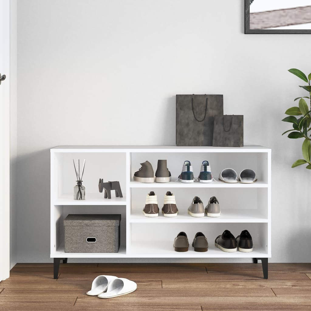 Modern Wooden Hallway Shoe Storage Cabinet Unit Organiser With Open Shelves