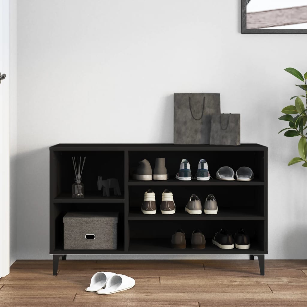 Modern Wooden Hallway Shoe Storage Cabinet Unit Organiser With Open Shelves
