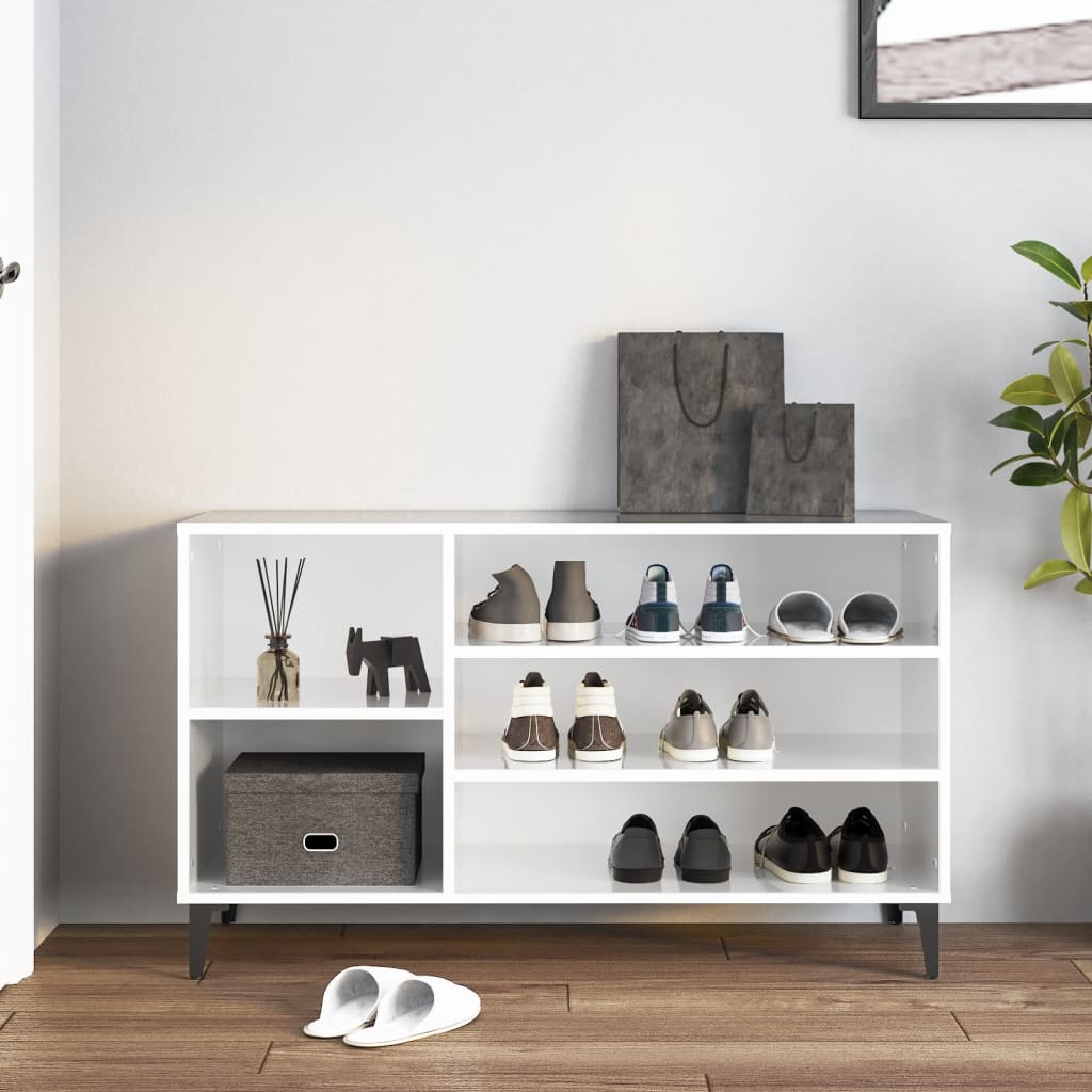 Modern Wooden Hallway Shoe Storage Cabinet Unit Organiser With Open Shelves