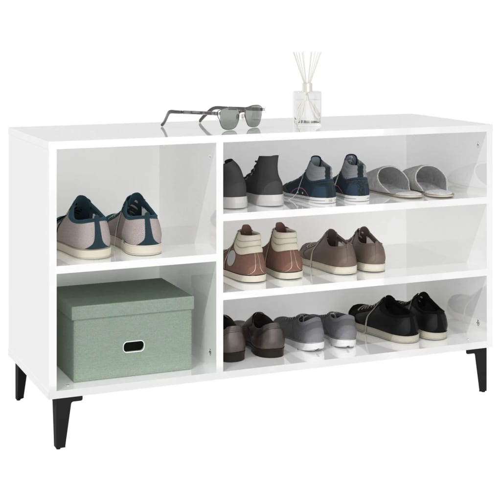 Modern Wooden Hallway Shoe Storage Cabinet Unit Organiser With Open Shelves