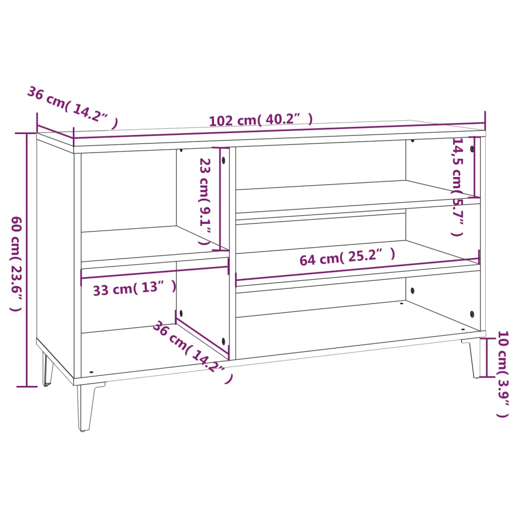 Modern Wooden Hallway Shoe Storage Cabinet Unit Organiser With Open Shelves