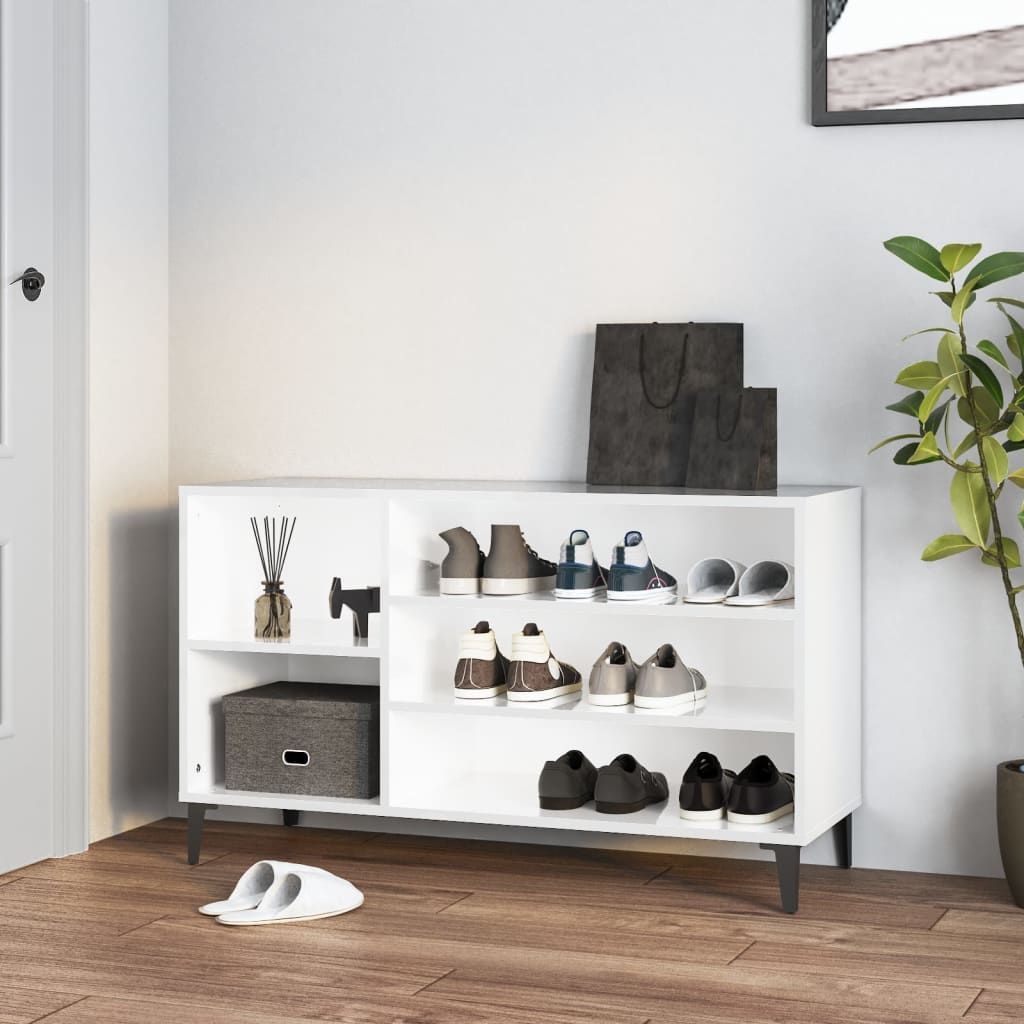 Modern Wooden Hallway Shoe Storage Cabinet Unit Organiser With Open Shelves
