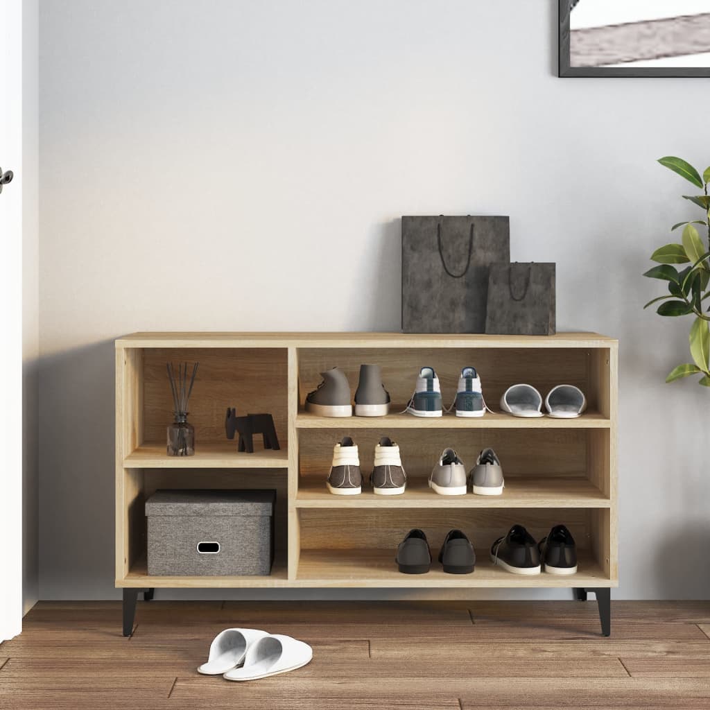 Modern Wooden Hallway Shoe Storage Cabinet Unit Organiser With Open Shelves