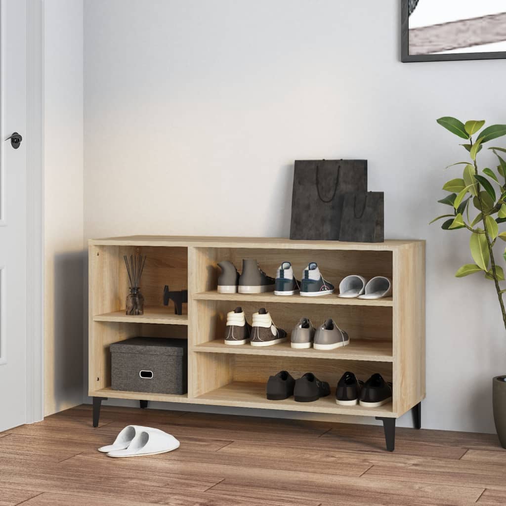 Modern Wooden Hallway Shoe Storage Cabinet Unit Organiser With Open Shelves
