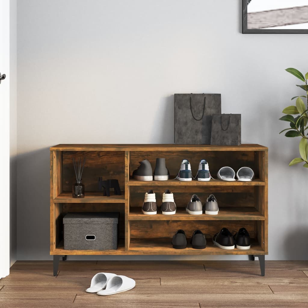 Modern Wooden Hallway Shoe Storage Cabinet Unit Organiser With Open Shelves