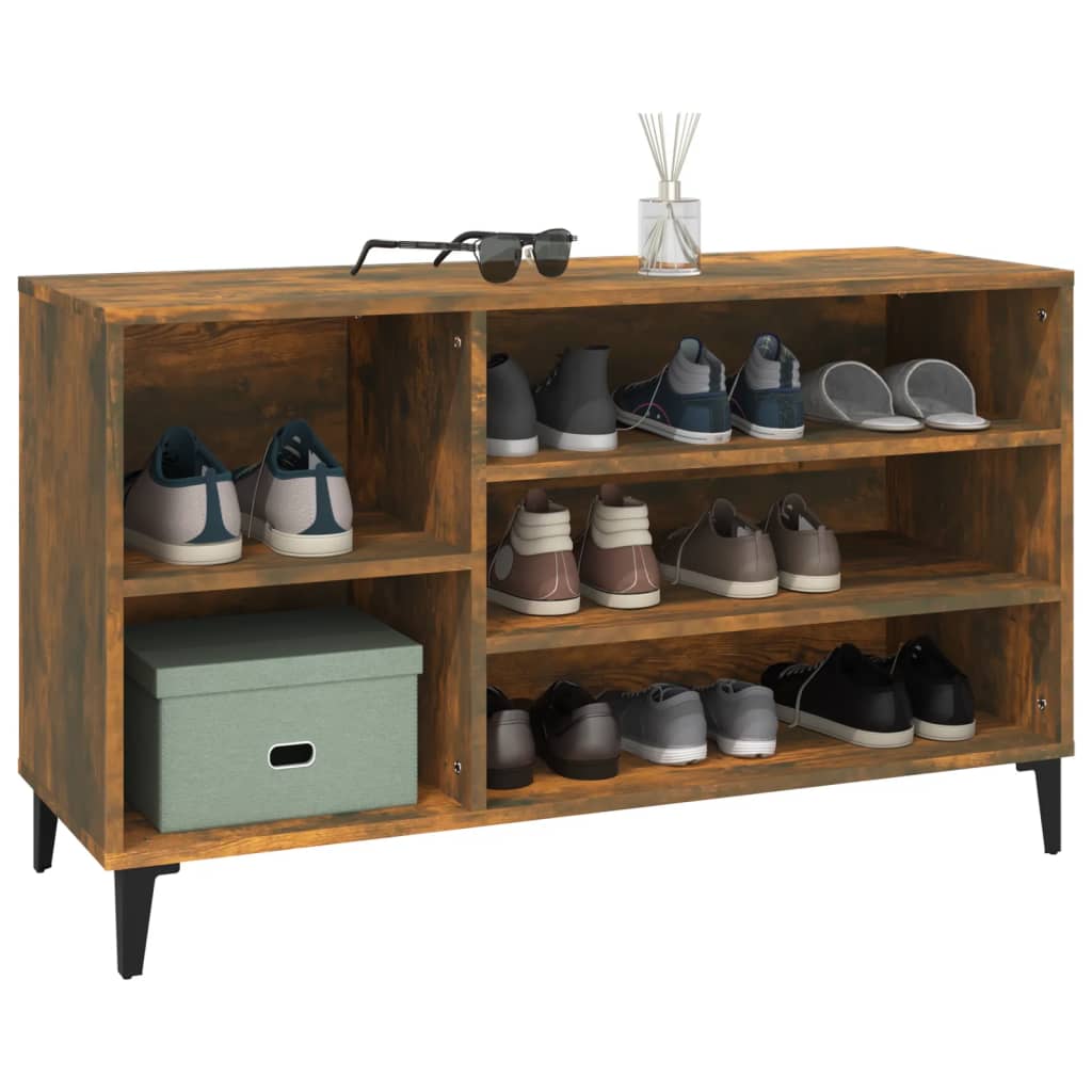 Modern Wooden Hallway Shoe Storage Cabinet Unit Organiser With Open Shelves