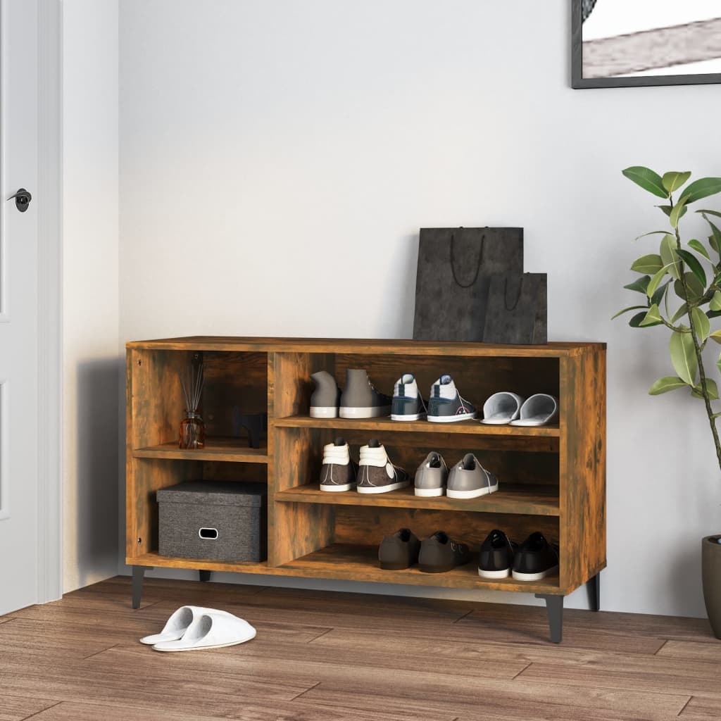 Modern Wooden Hallway Shoe Storage Cabinet Unit Organiser With Open Shelves
