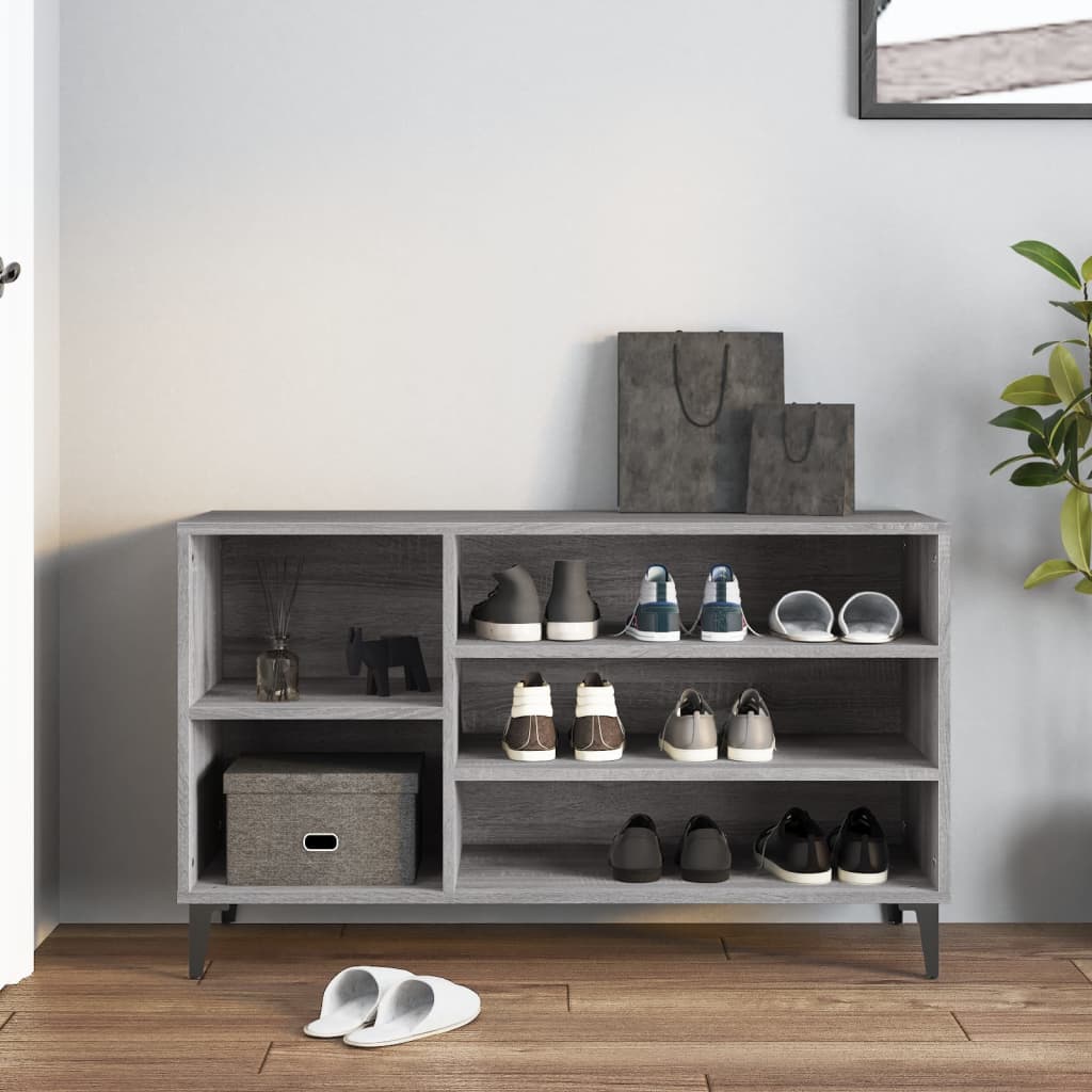 Modern Wooden Hallway Shoe Storage Cabinet Unit Organiser With Open Shelves