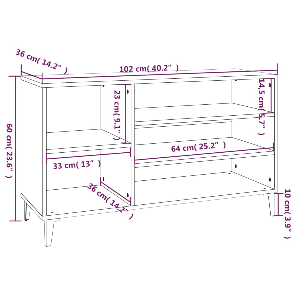 Modern Wooden Hallway Shoe Storage Cabinet Unit Organiser With Open Shelves