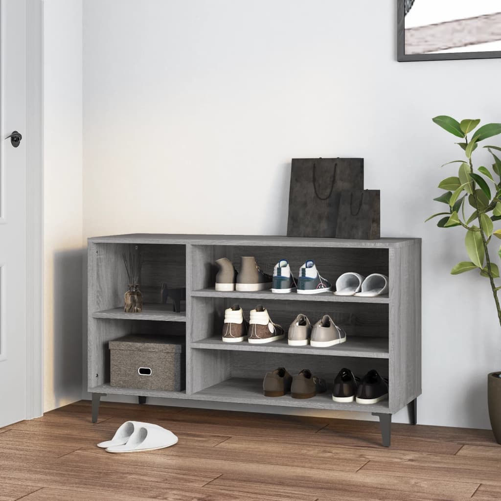 Modern Wooden Hallway Shoe Storage Cabinet Unit Organiser With Open Shelves