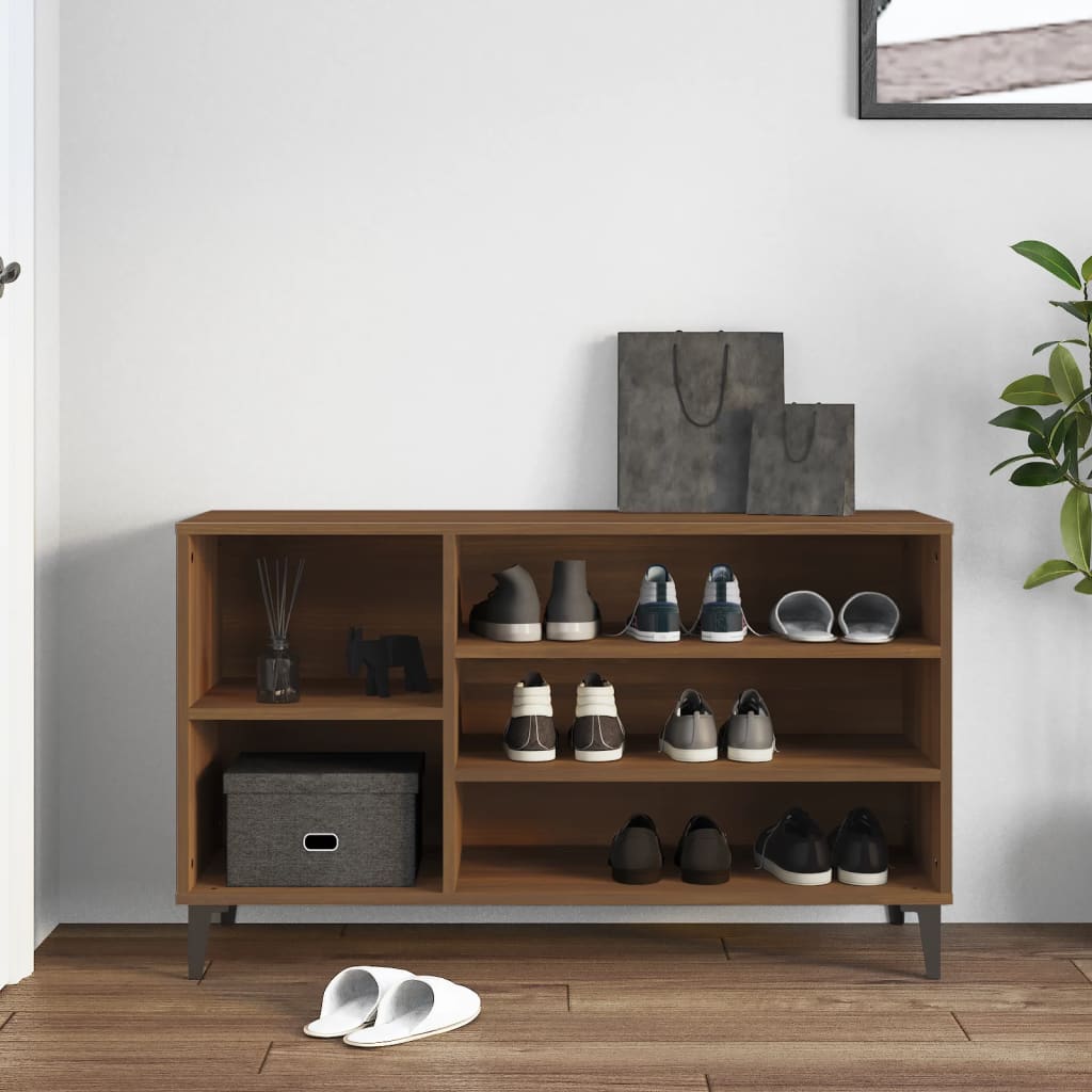 Modern Wooden Hallway Shoe Storage Cabinet Unit Organiser With Open Shelves