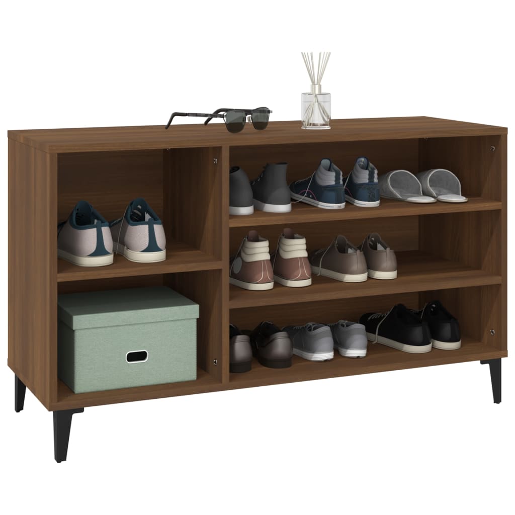 Modern Wooden Hallway Shoe Storage Cabinet Unit Organiser With Open Shelves