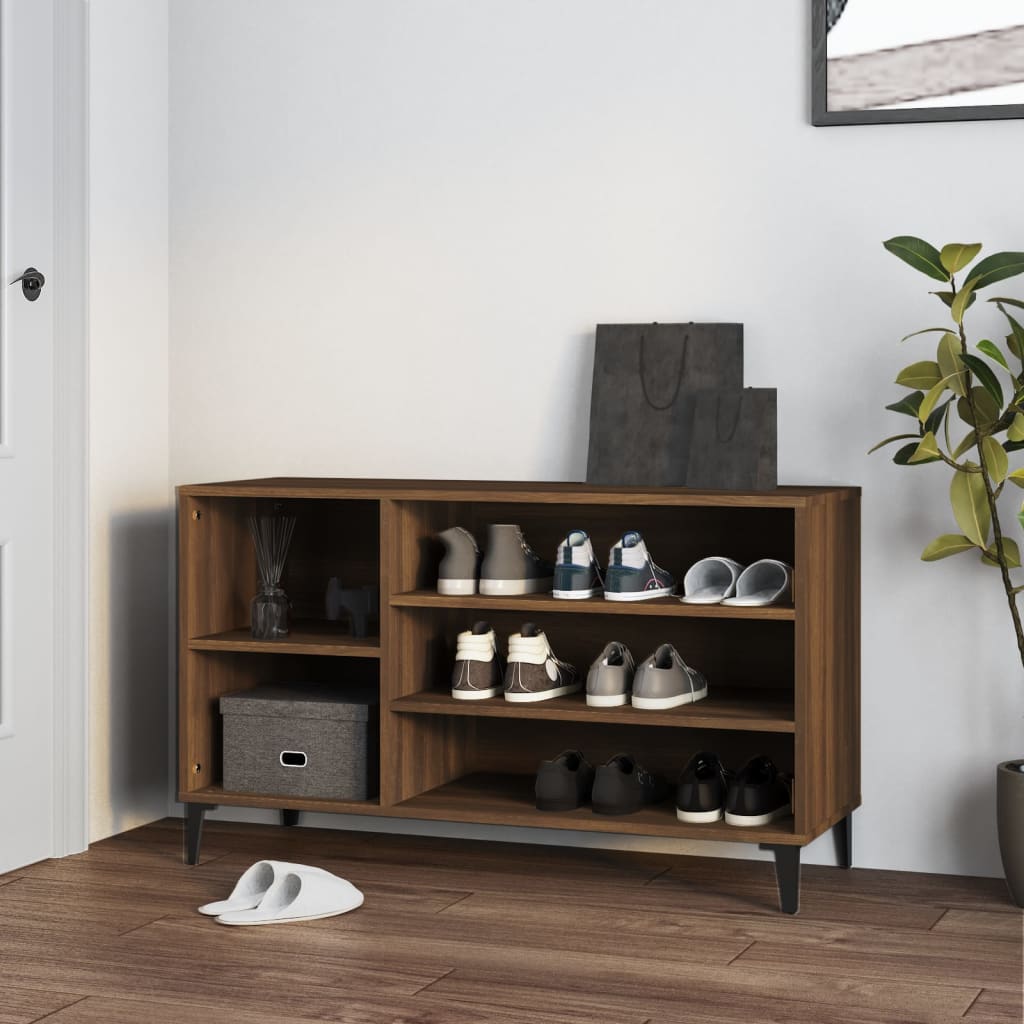 Modern Wooden Hallway Shoe Storage Cabinet Unit Organiser With Open Shelves