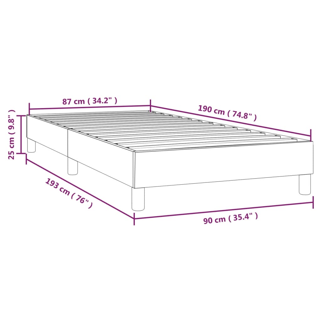 Bed Frame without Mattress Black Single Fabric (UK/IE/FI/NO only)
