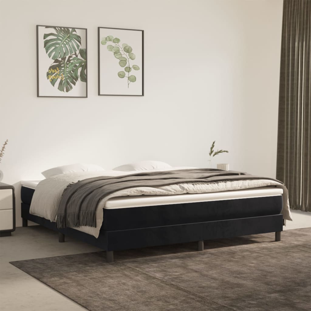 Bed Frame without Mattress Black Super King Velvet (UK/IE/FI/NO only)