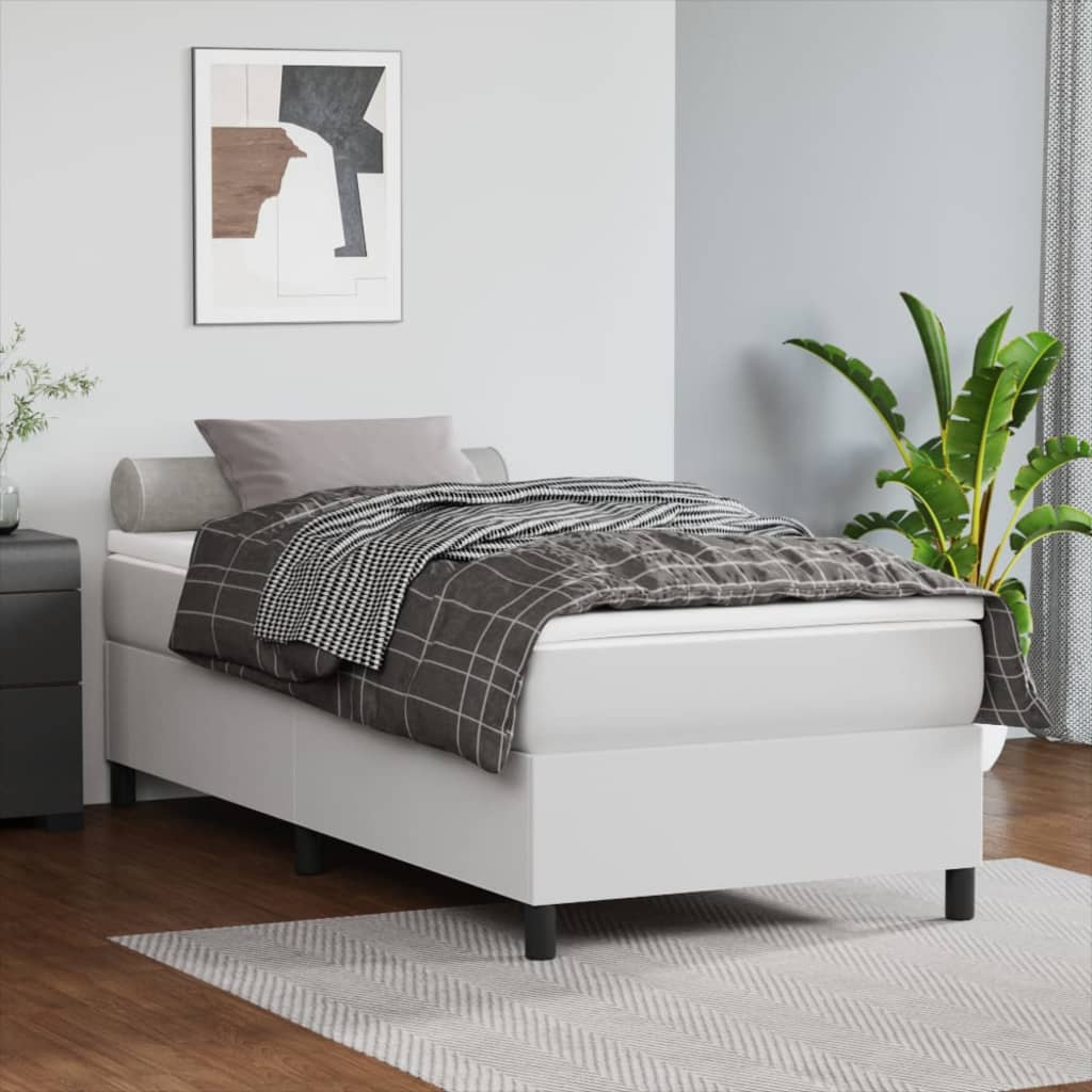 Bed Frame without Mattress White Single Faux Leather (UK/IE/FI/NO only)