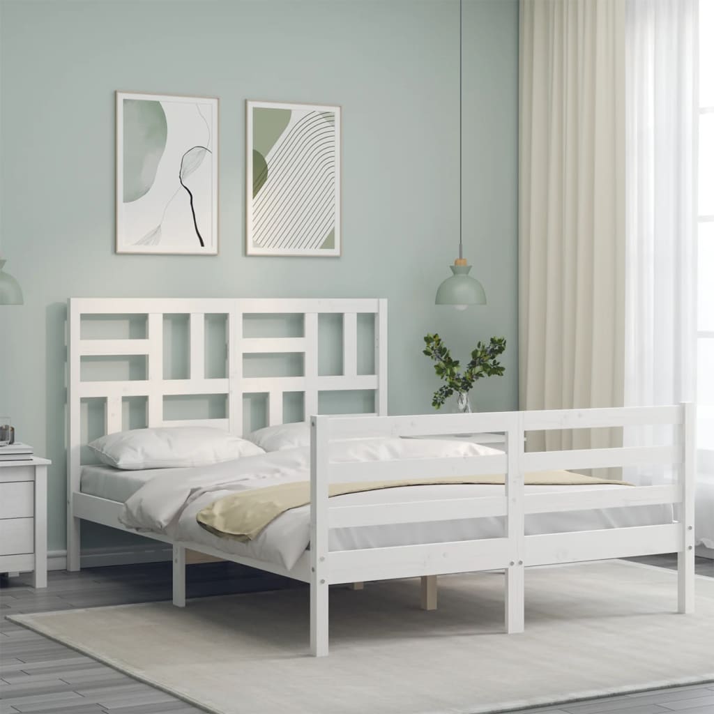 Bed Frame without Mattress White 140x200 cm Solid Wood