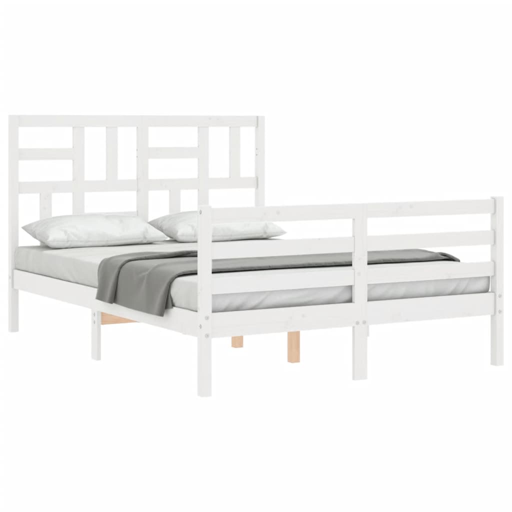 Bed Frame without Mattress White 140x200 cm Solid Wood