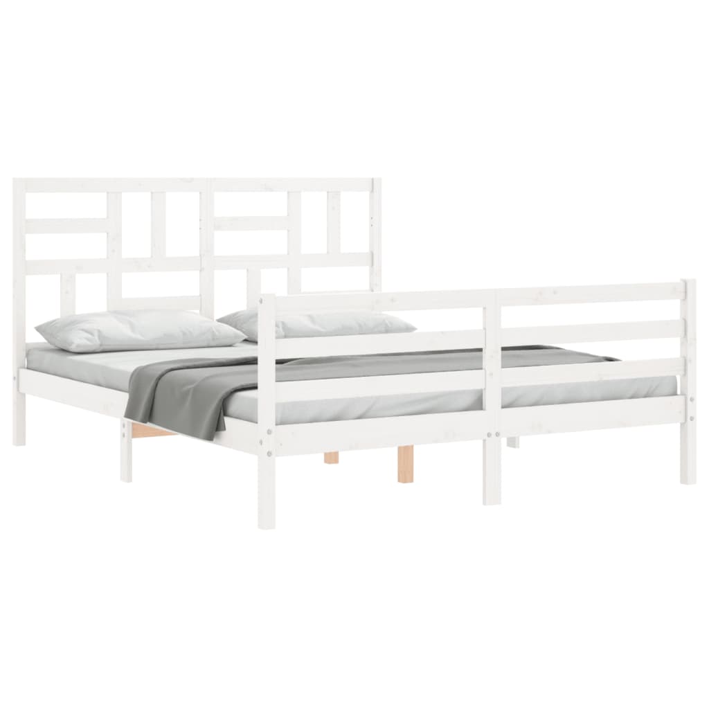 Bed Frame without Mattress White 160x200 cm Solid Wood