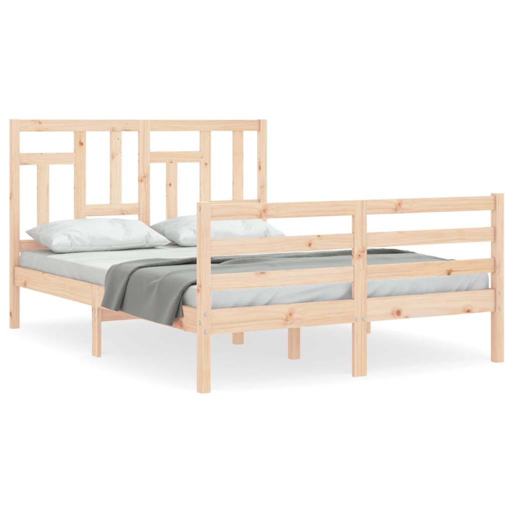 Bed Frame without Mattress Double Solid Wood
