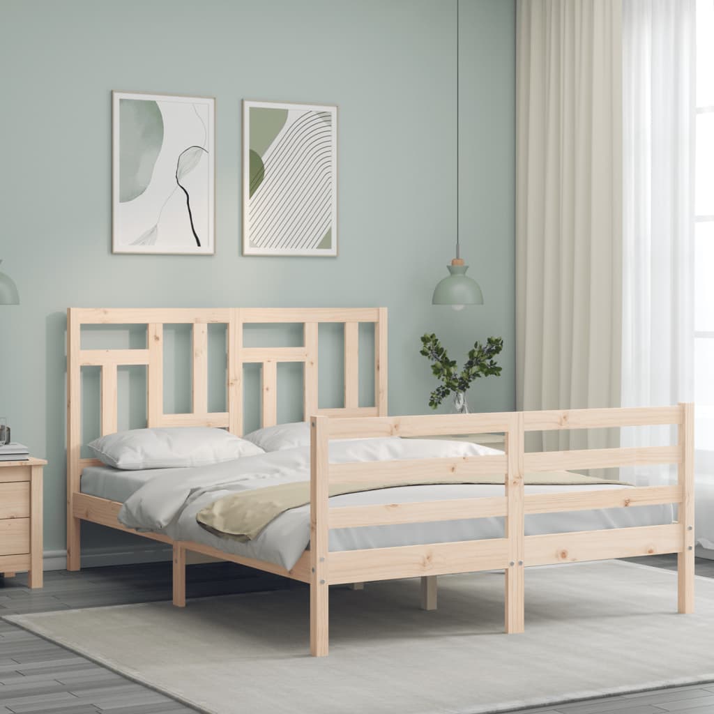 Bed Frame without Mattress Double Solid Wood