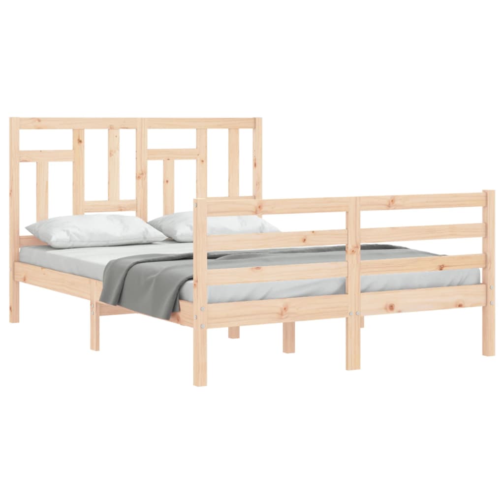 Bed Frame without Mattress Double Solid Wood