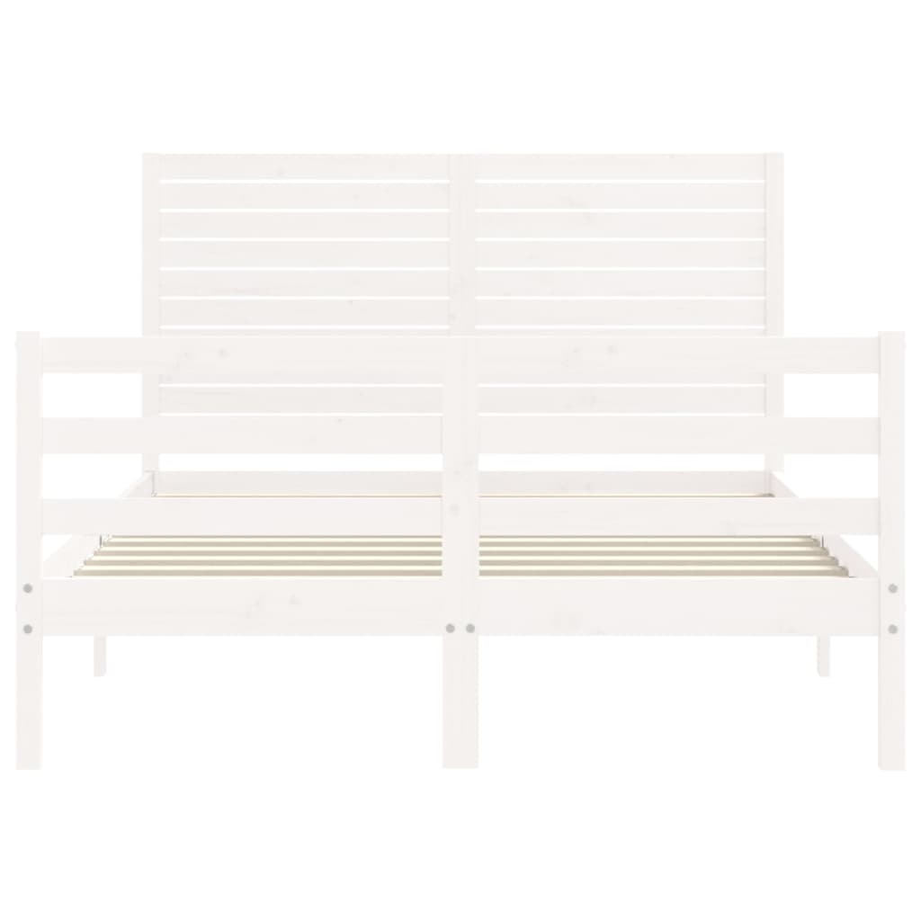 Bed Frame without Mattress White Double Solid Wood