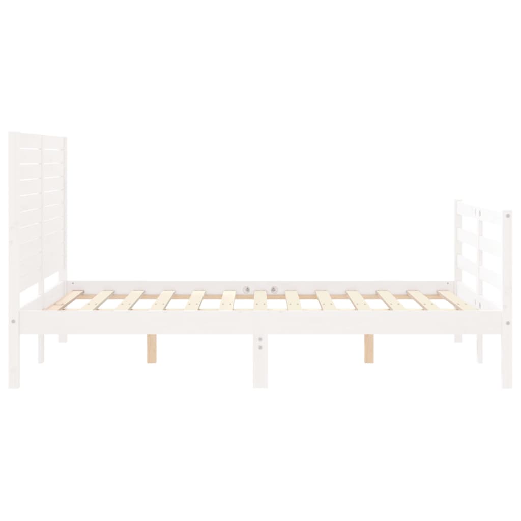 Bed Frame without Mattress White Double Solid Wood