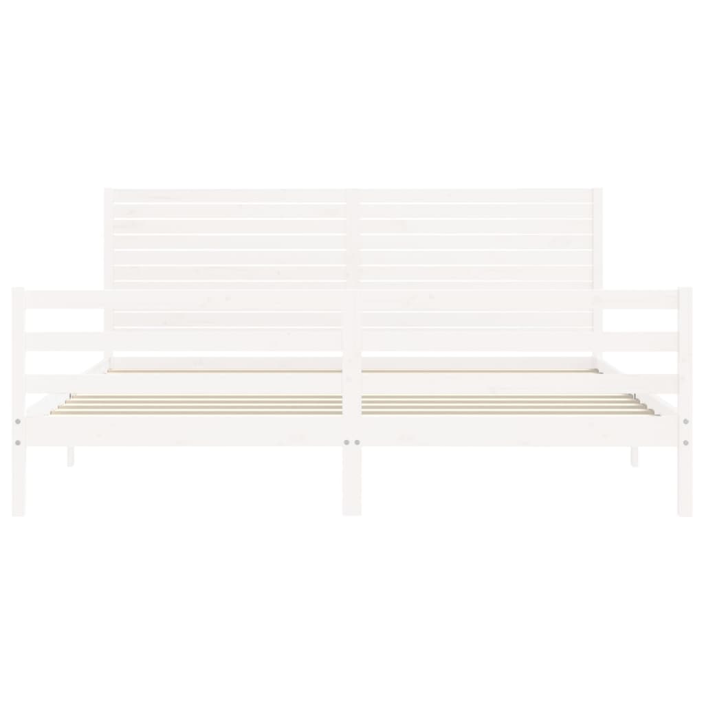 Bed Frame without Mattress White Super King Size Solid Wood