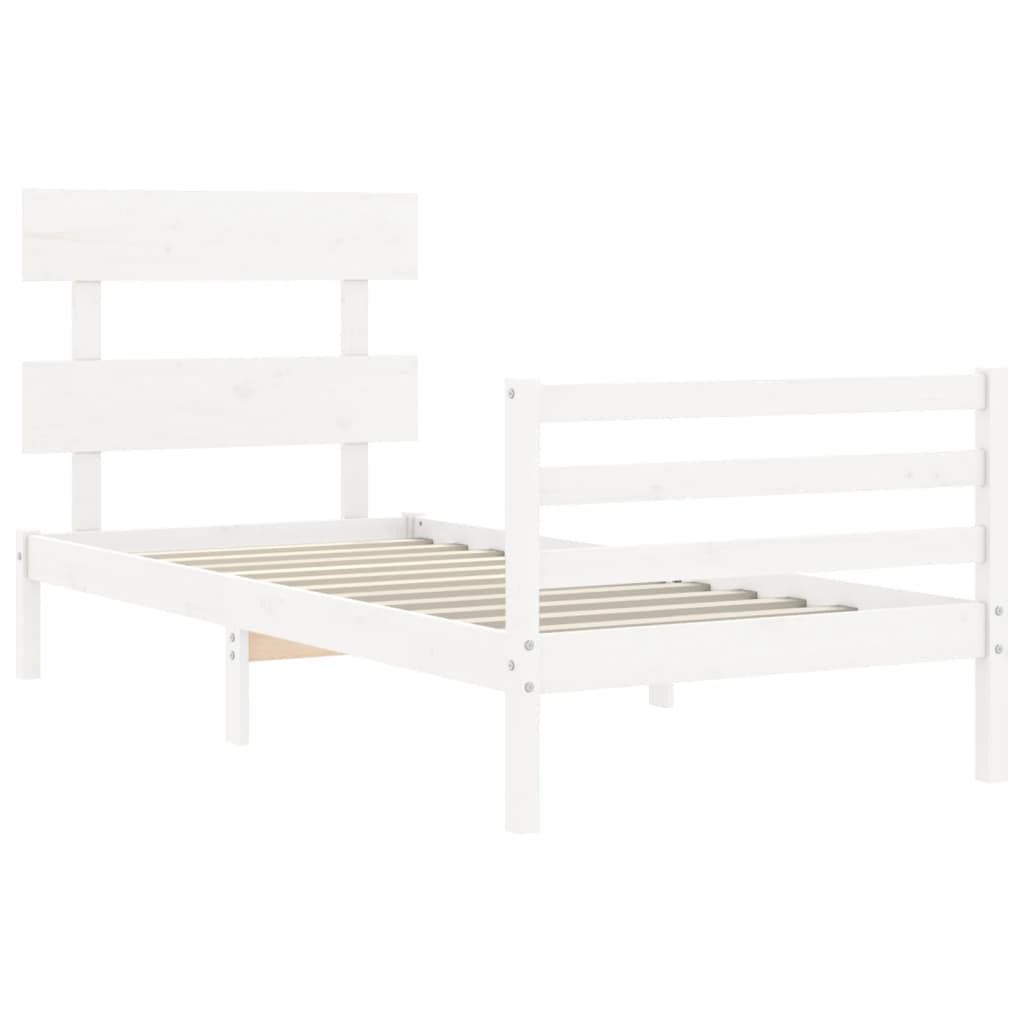 Bed Frame without Mattress White 90x200 cm Solid Wood
