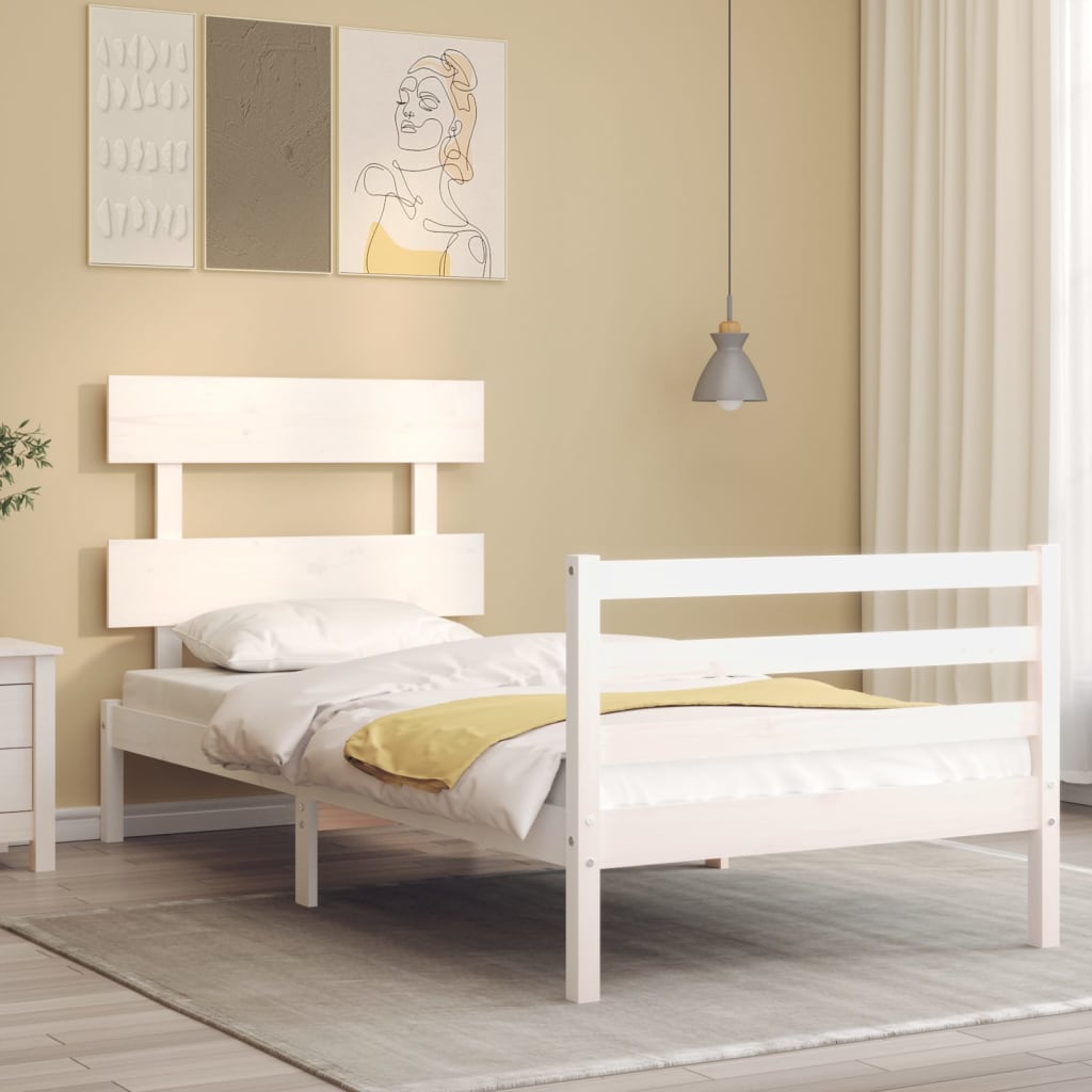Bed Frame without Mattress White 90x200 cm Solid Wood