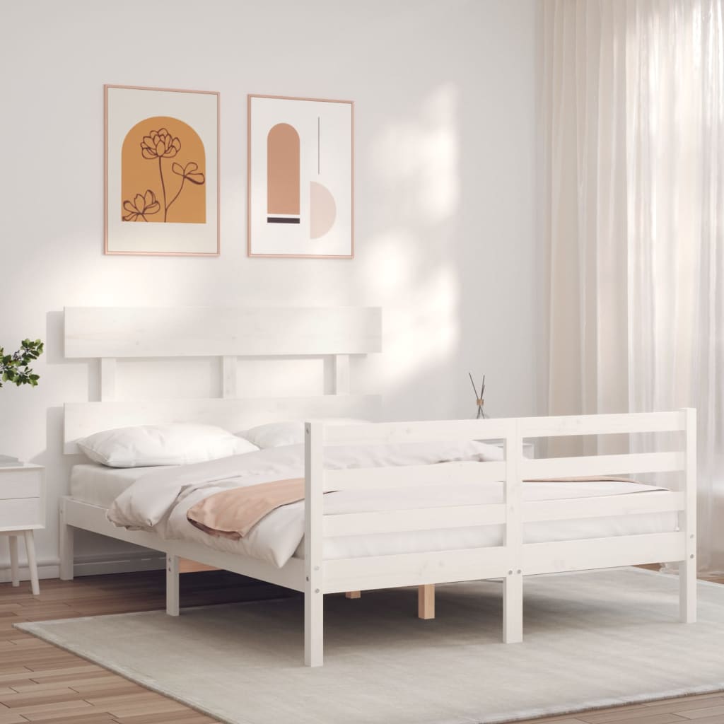 Bed Frame without Mattress White 120x200 cm Solid Wood
