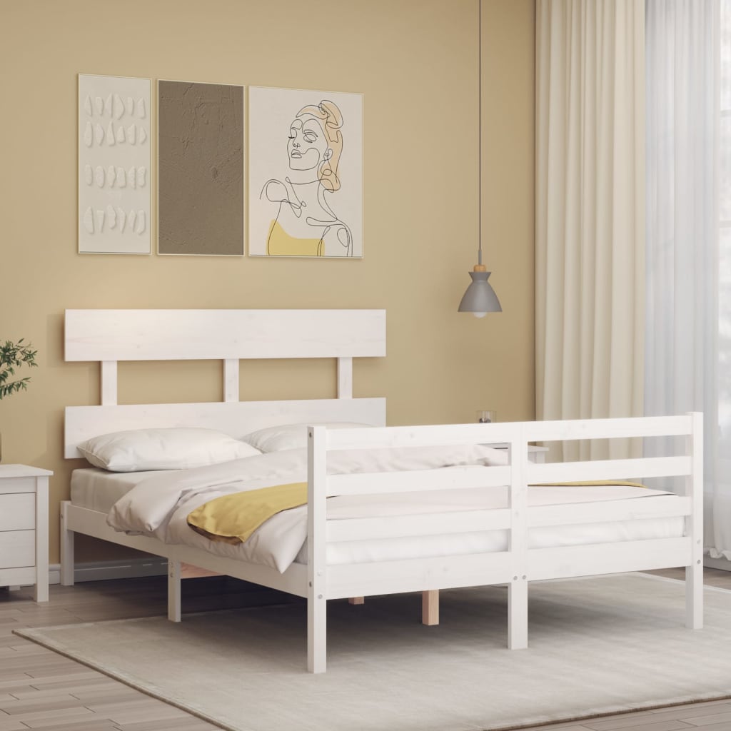 Bed Frame without Mattress White 120x200 cm Solid Wood