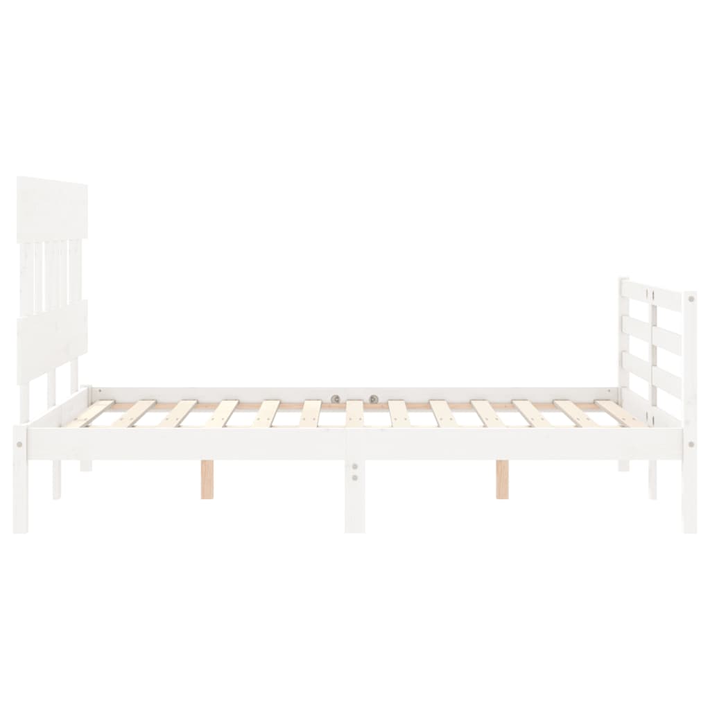 Bed Frame without Mattress White Small Double Solid Wood
