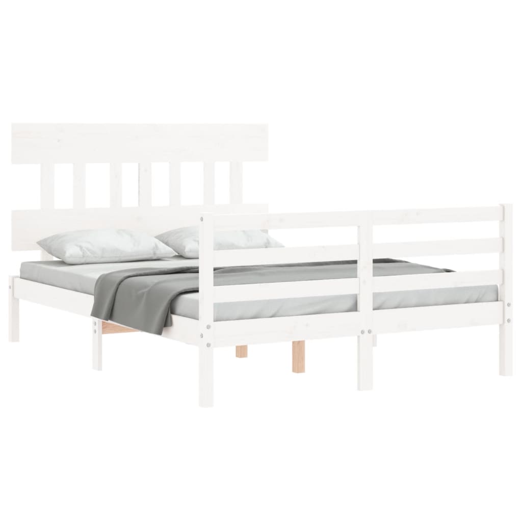 Bed Frame without Mattress White 140x200 cm Solid Wood