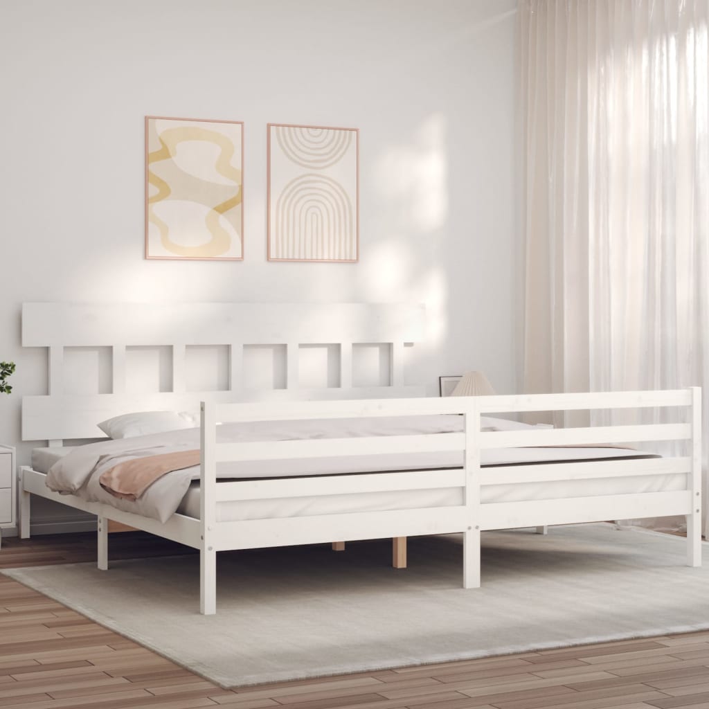 Bed Frame without Mattress White 200x200 cm Solid Wood