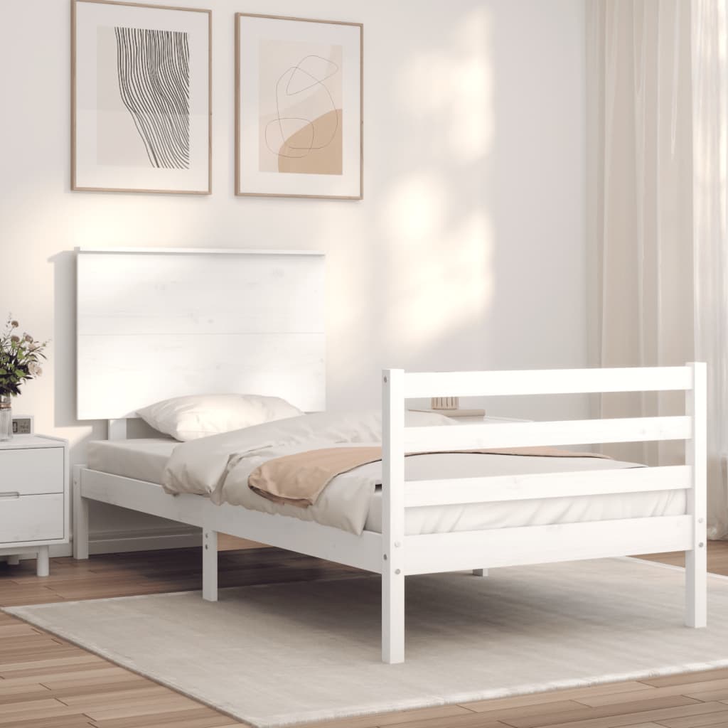 Bed Frame without Mattress White 100x200 cm Solid Wood