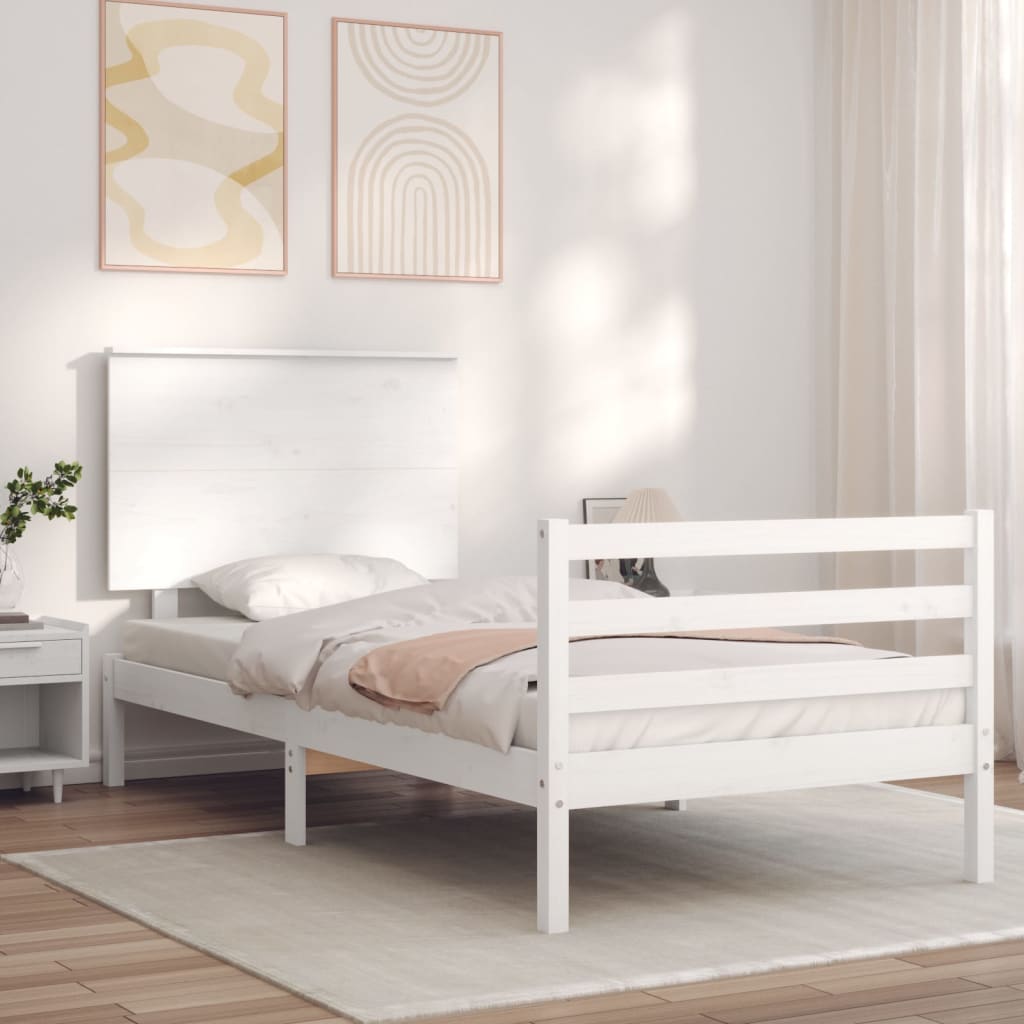 Bed Frame without Mattress White 100x200 cm Solid Wood