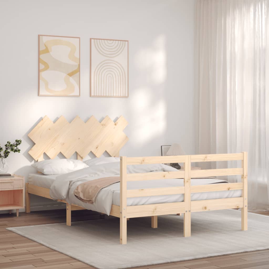 Bed Frame without Mattress Double Solid Wood
