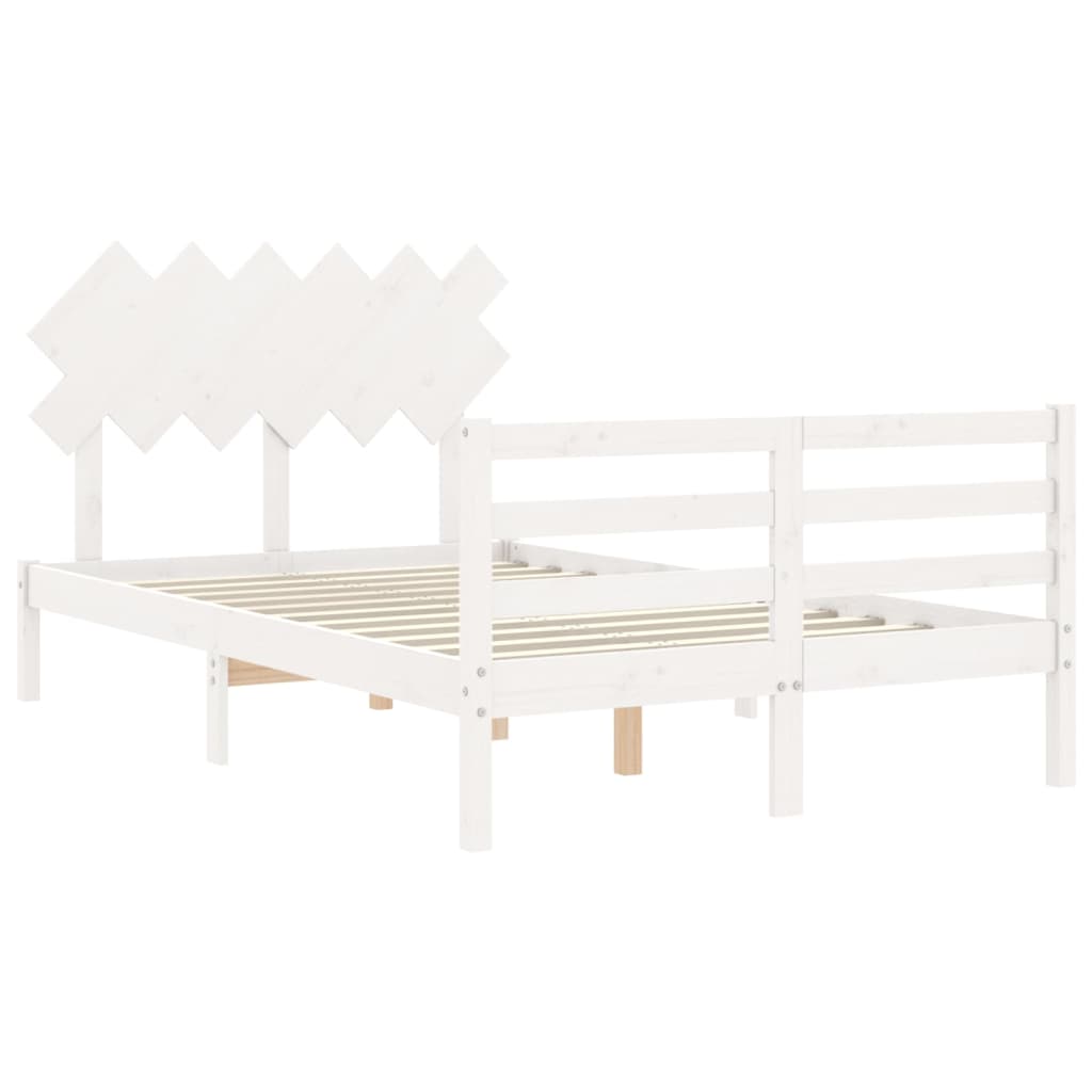 Bed Frame without Mattress White Double Solid Wood