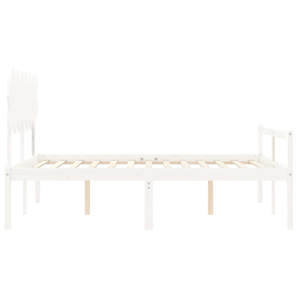 Senior Bed without Mattress White King Size Solid Wood