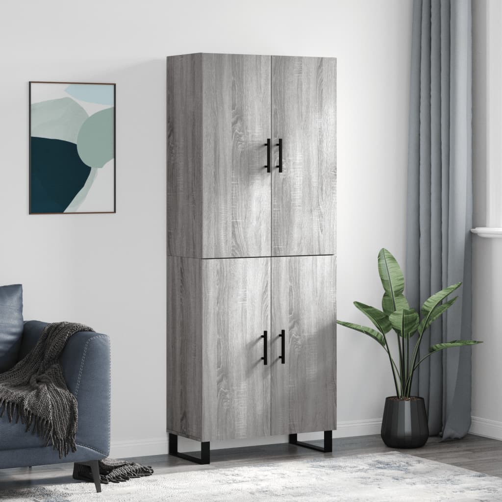 Highboard Grey Sonoma 69.5x34x180 cm Engineered Wood