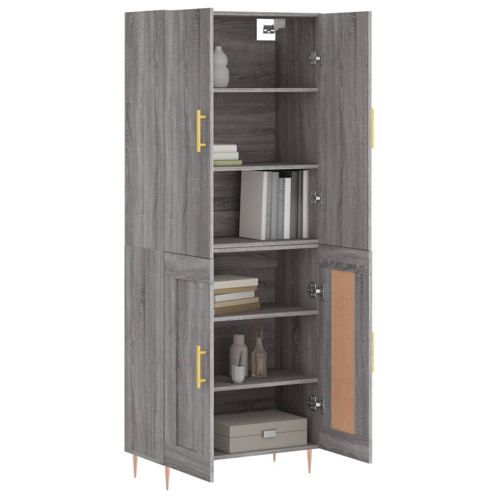 Highboard Grey Sonoma 69.5x34x180 cm Engineered Wood