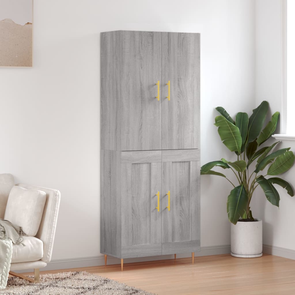 Highboard Grey Sonoma 69.5x34x180 cm Engineered Wood