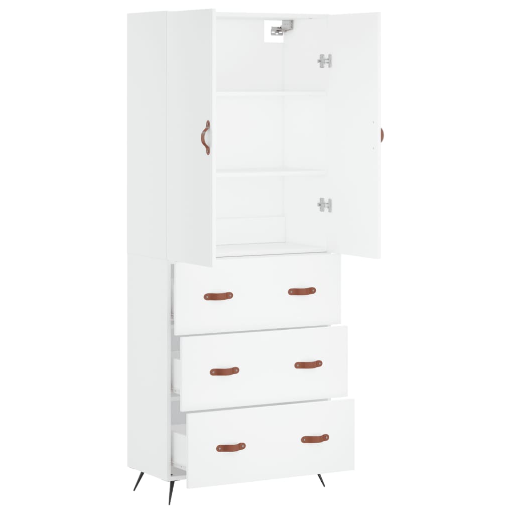 Highboard White 69.5x34x180 cm Engineered Wood