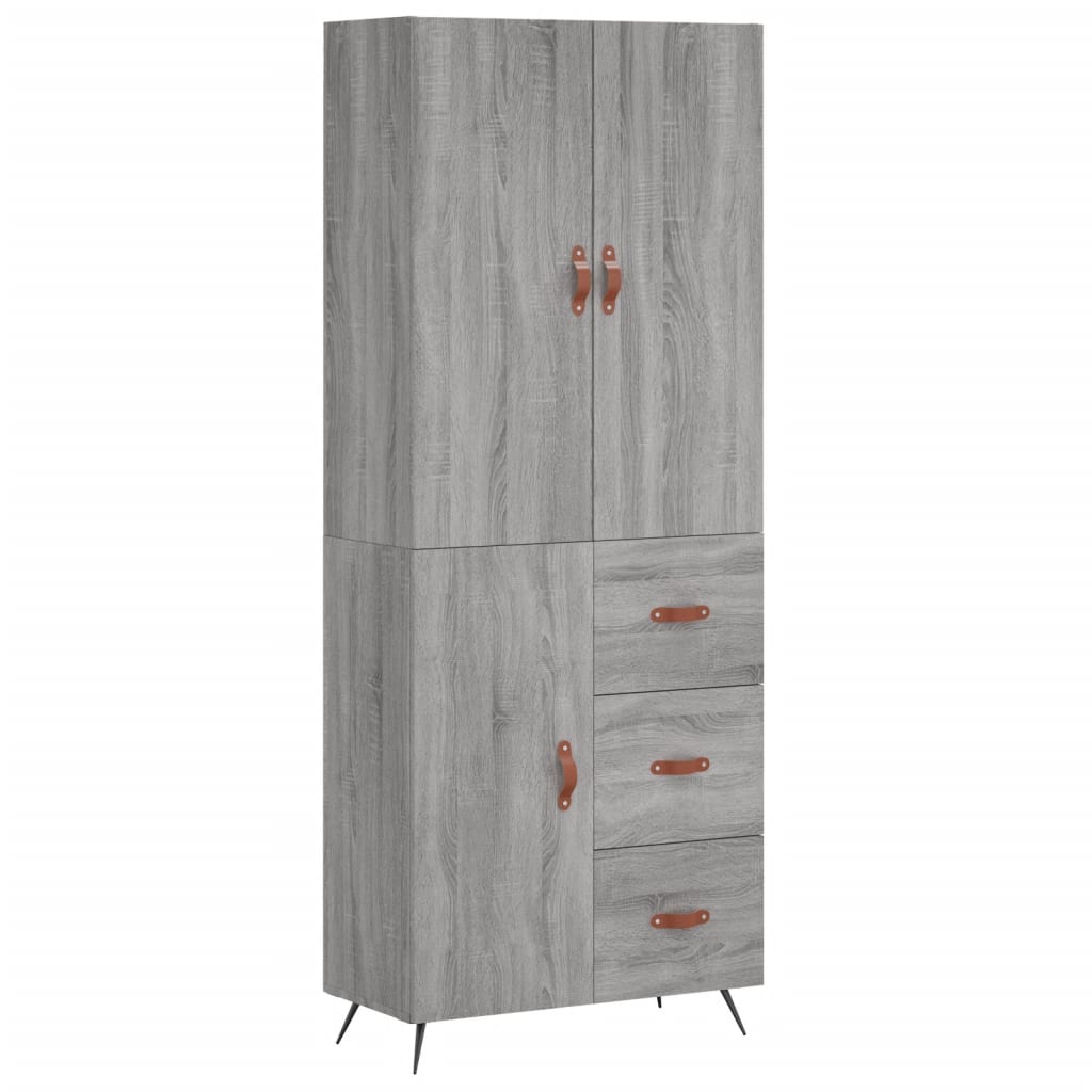 Highboard Grey Sonoma 69.5x34x180 cm Engineered Wood