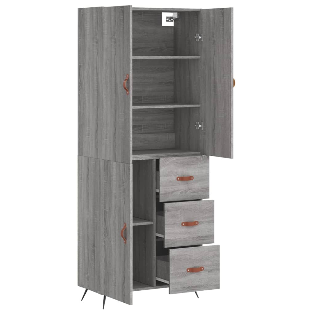 Highboard Grey Sonoma 69.5x34x180 cm Engineered Wood